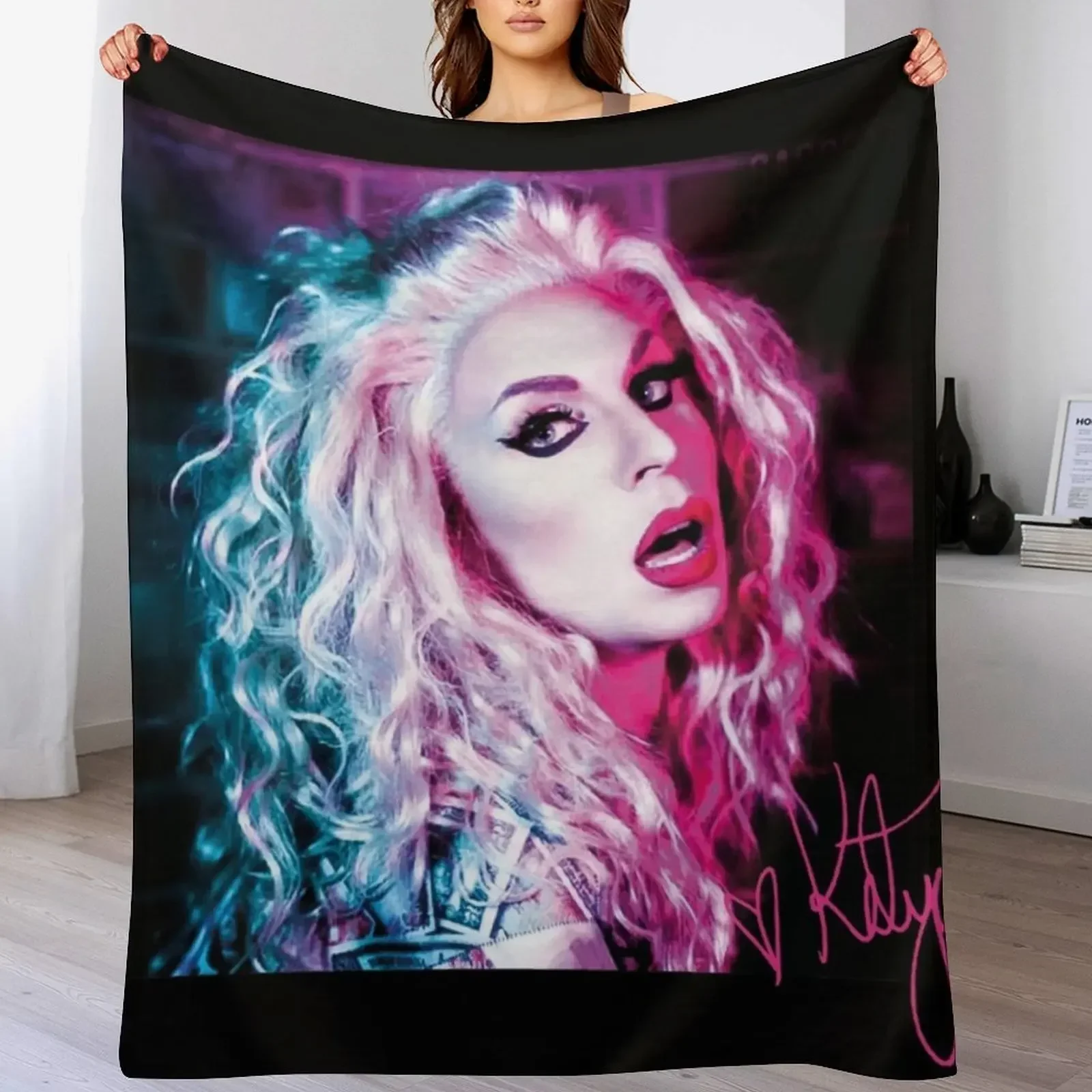 Katya Zamo || blue & pink + signature Throw Blanket Cute Plaid Camping christmas gifts Blankets