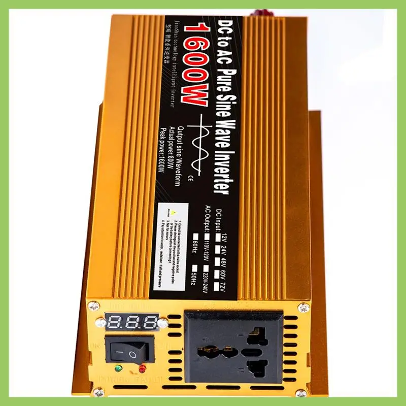 

Pure Sine Wave Inverter 24V To AC 220V 1600W Transformer Photovoltaic Solar Power Converter Car Home Outdoor Inverter