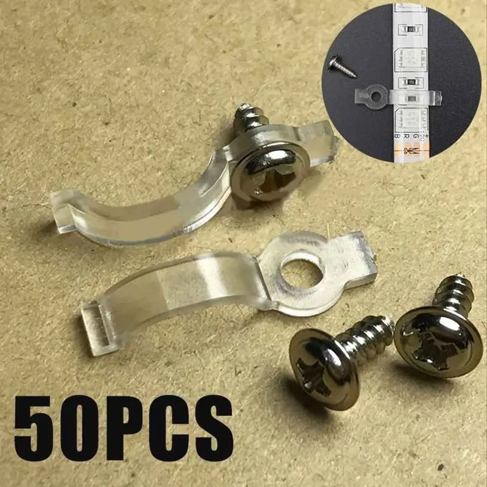50Pcs Connector with Screws Fixer Clips Accessories Mounting Brackets Clip LED Strip Light Single Color
