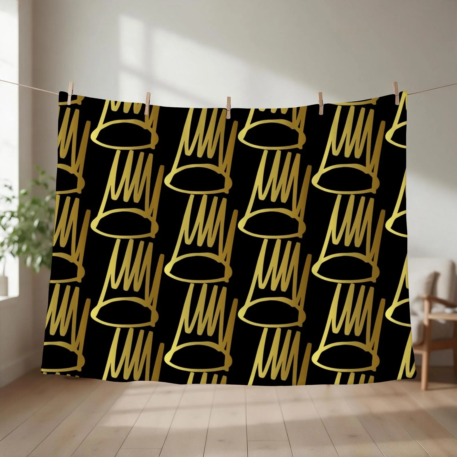 J.Cole Born Sinner Crown Logo Throw Blanket couch cozy soft plush fuzzy picnic outdoor blanket