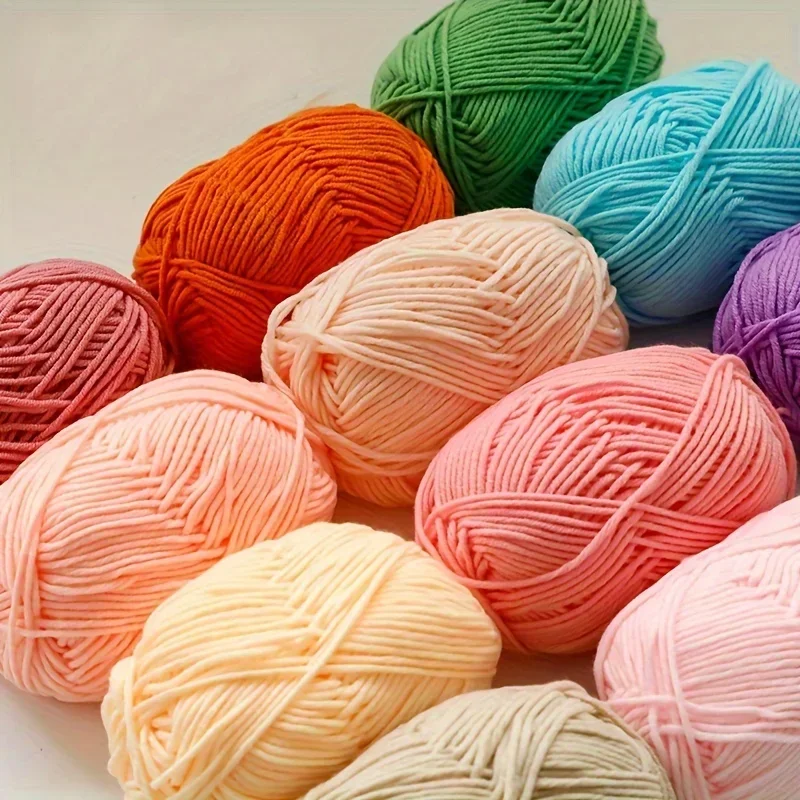 50g 5-Ply Cotton Yarn Handmade DIY Material Milk Cotton Wool Yarn 95m Versatile for Blankets Sweaters Scarves Dolls Combed Yarn