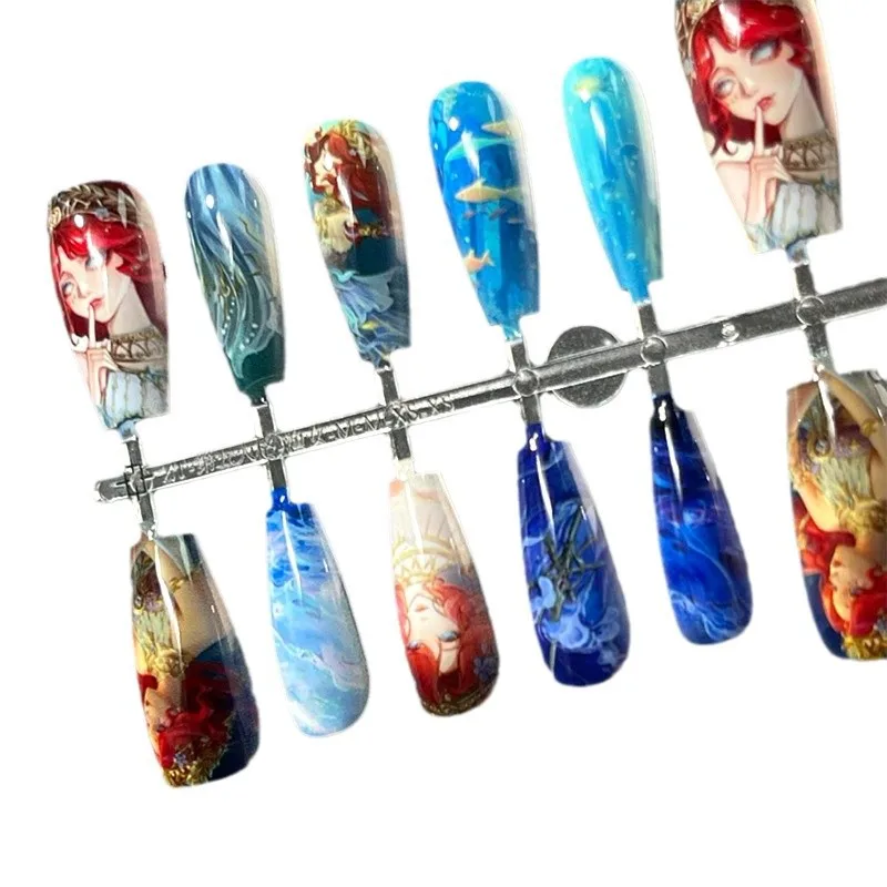 40PCS Identity V Fisherwoman Painful Self-adhesive Anime Game Nail Enhancement Wear Nail Jelly Glue Semi Fancy Manual