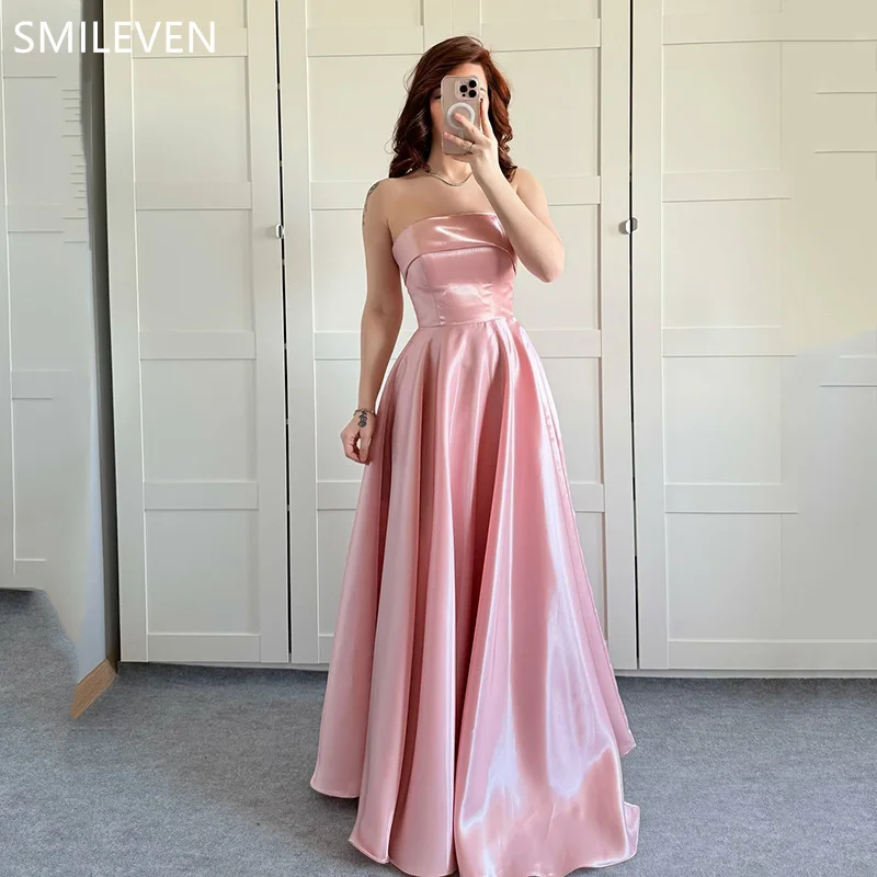 

Smileven A-line Pink Prom Dress Backless Party Gowns Sweetheart Tea-Length Formal Evening Dress Customized 2025