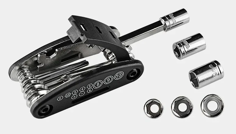 ROCKBROS 16-in-1 Fahrrad-Multifunktions-Reparaturwerkzeug-Set mit Sechskant-Speichenschlüssel, Schraubendreher und Schraubenschlüssel für Mountainbikes, Schwarz – Detail 2