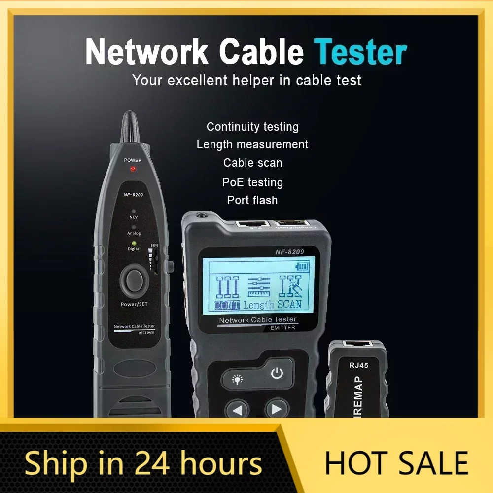 NOYAFA NF-8209 Cable Tracker Lan Display Measure Tester Network Tools LCD Display Measure Length Wiremap Tester