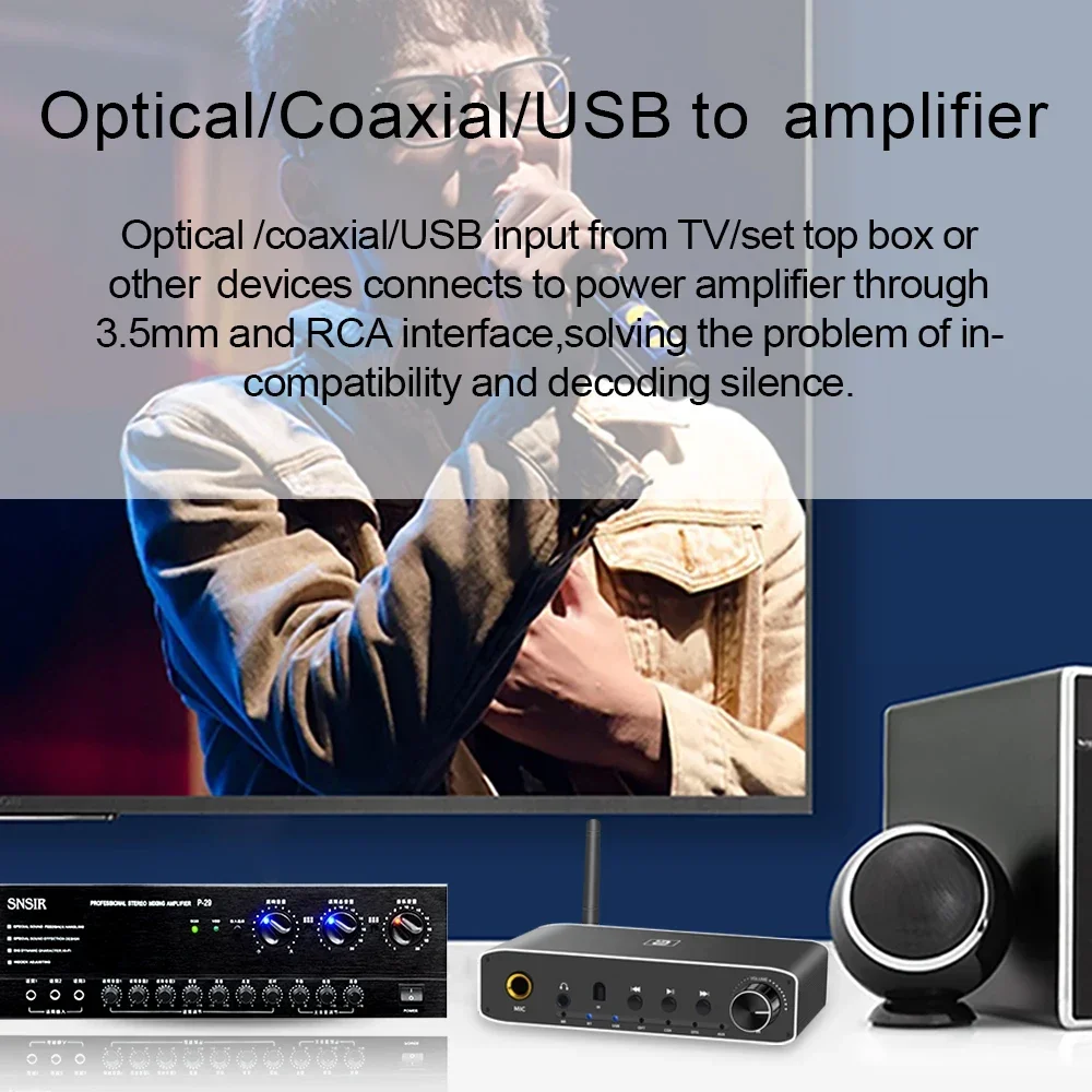

AYINO DA310B 5.3 Transmitter Wireless Audio Adapter Bluetooth 2 in 1 Coaxial Optical Digital To Analog Converter PC-USB Adapter