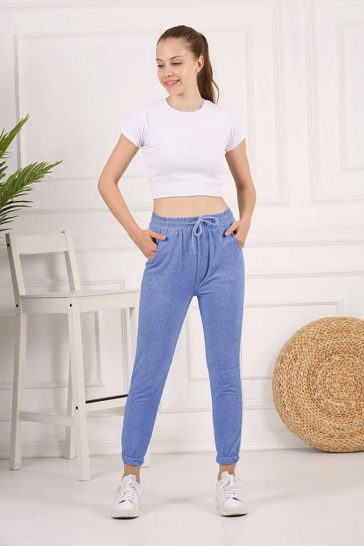 Yanı Stripe Sweatpants E-Light Blue