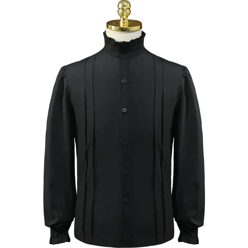 

New Euro-American Men's Pleated Pirate Shirt Medieval Renaissance Steampunk Victorian Top