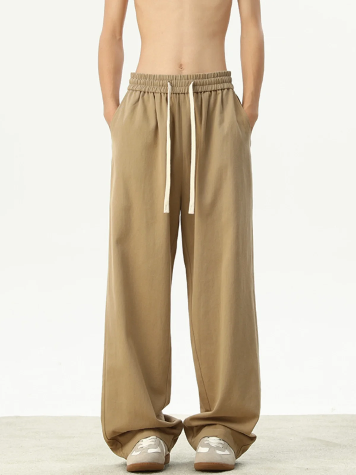 

Мужские повседневные брюки прямого кроя цвета хаки, свободные, осенне-зимние, в американском стиле, модные, с широкими штанинами, свободные, длинные брюки