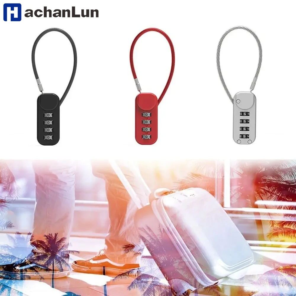 Zinc alloy 4 Digit Password Lock Portable Anti-theft Wire Dormitory Rope Cabinet Lock Padlock Combination Luggage Lock Home
