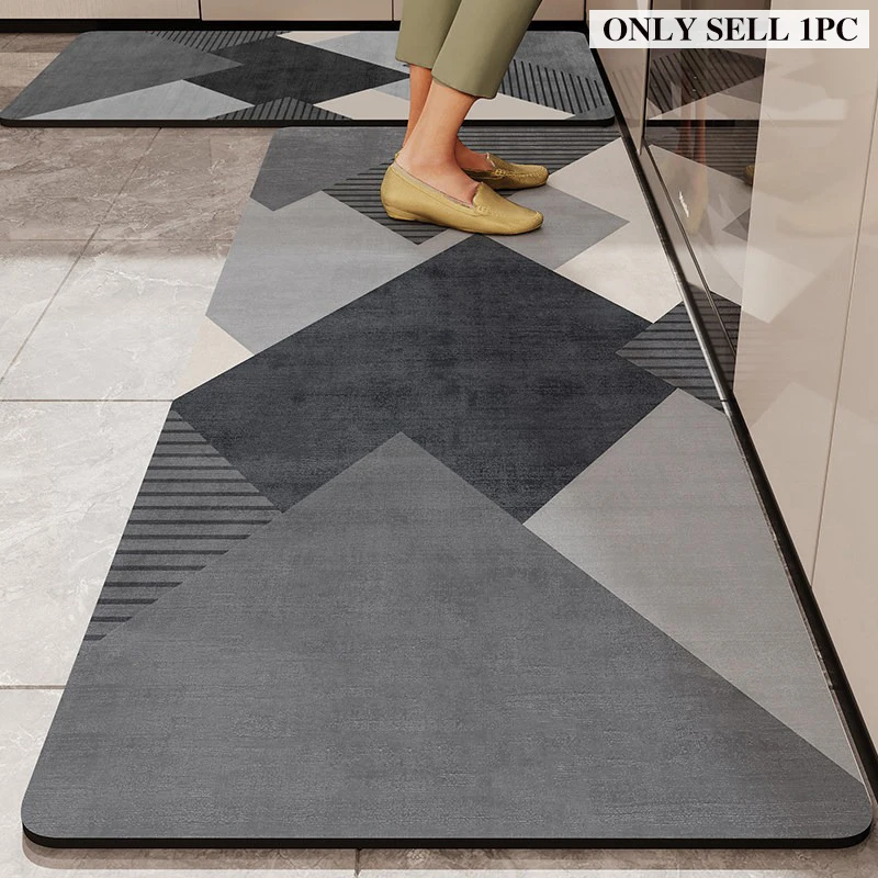 Kitchen Rug PVC Waterproof Anti-slip Oil-proof Floor Mat Geometric Pattern Carpet Long Size Home Decor Rugs Alfombra De Cocina