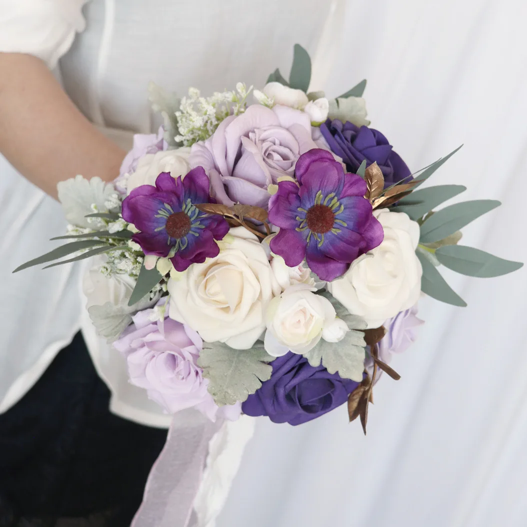 

Purple Bouquets Wedding Flowers High Quality Bridal Bouquets 23*30cm Wedding Accessories
