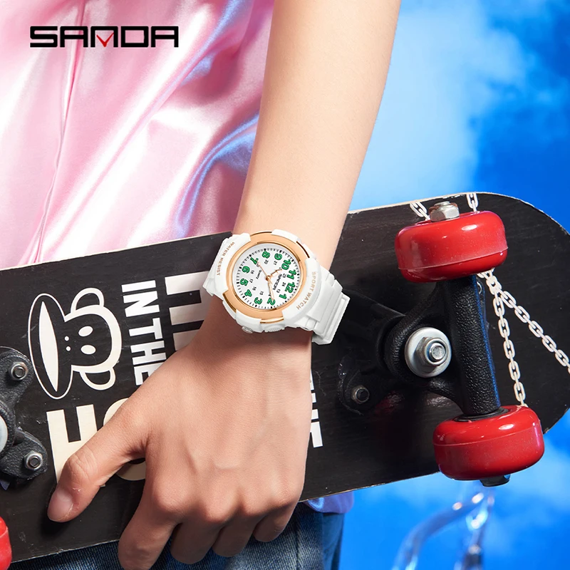 SANDA 6308 موضة جديدة ساعات كوارتز الطلاب الرياضة في الهواء الطلق مضيئة مقاوم للماء للصدمات ساعة أطفال عادية reloj niño