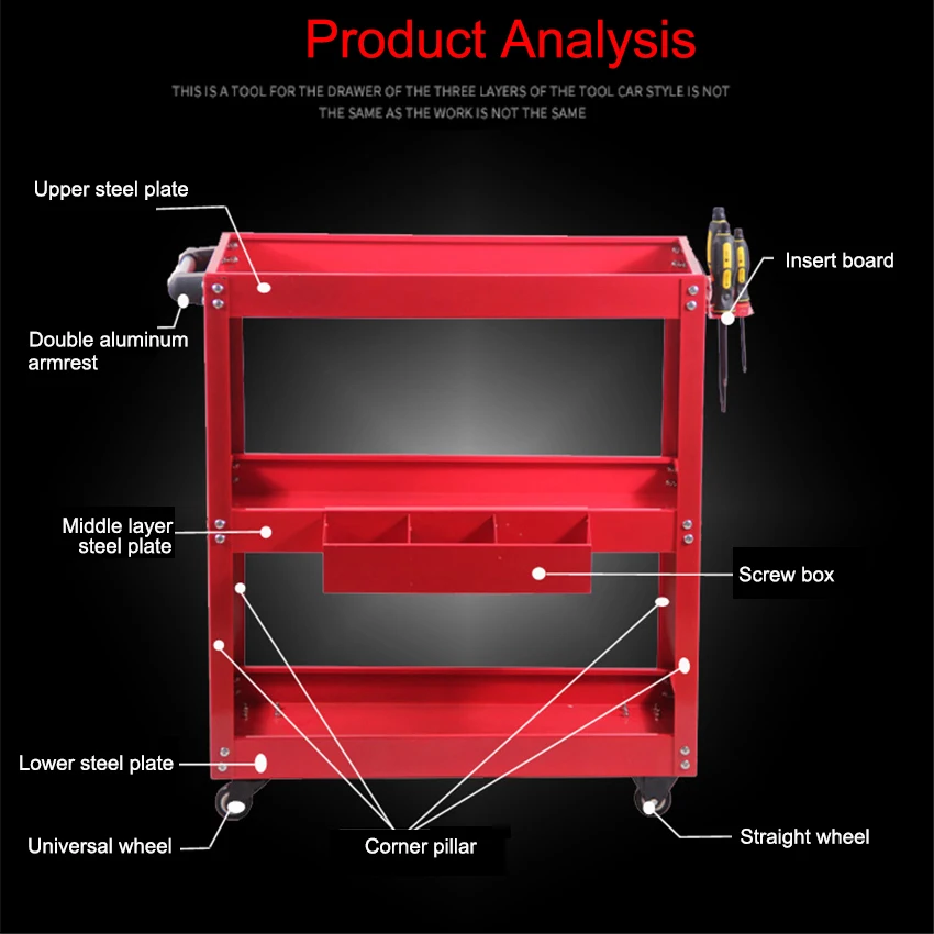 Thickened Professional Tool Car Tool Cabinet Rack Maintenance And Assembly Parts Tool Cart Multi Functional Workshop Trolley