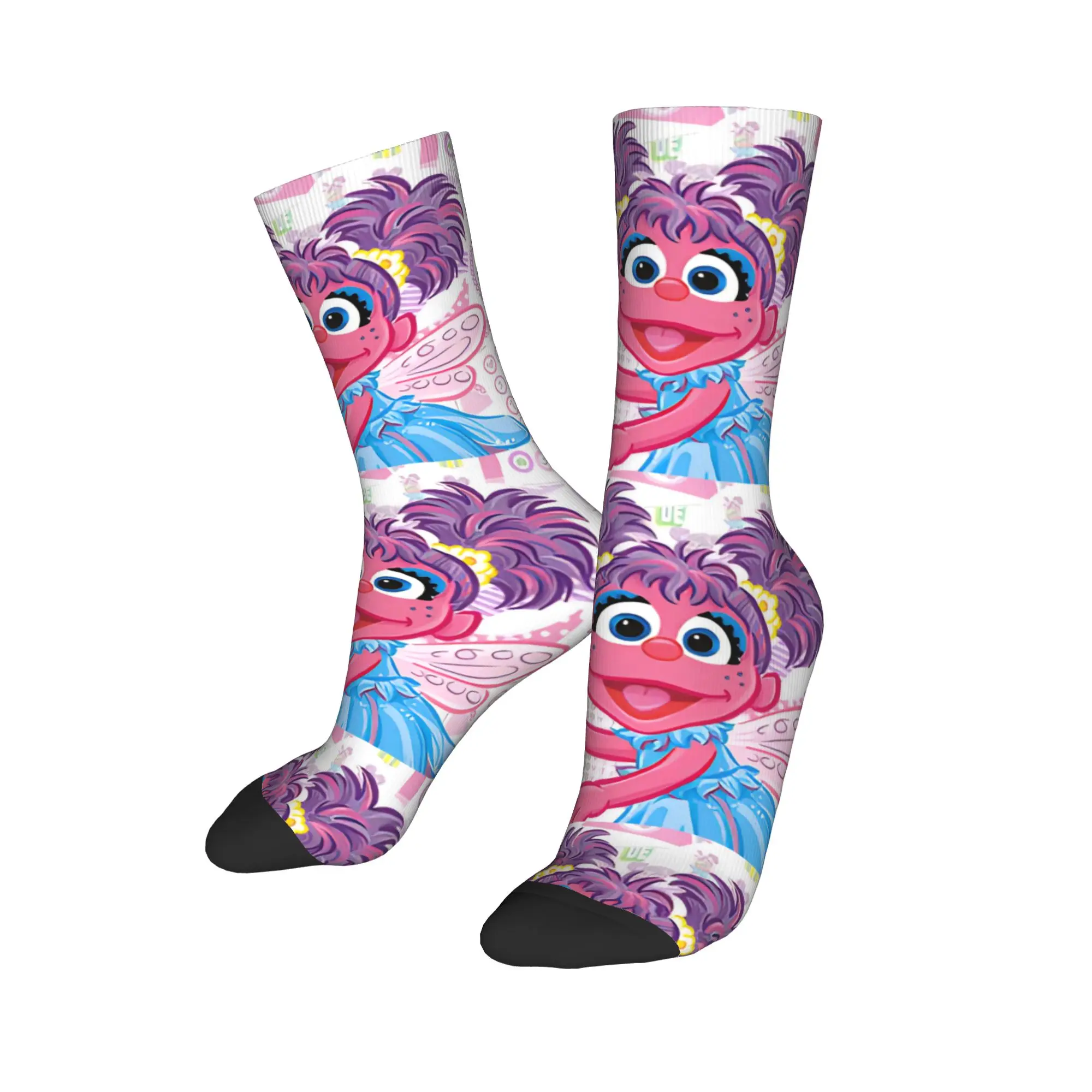 Calcetines divertidos de baloncesto con dibujos animados de Sesames Streets, calcetines largos de poliéster Abby Cadabby para mujeres y hombres, antideslizantes