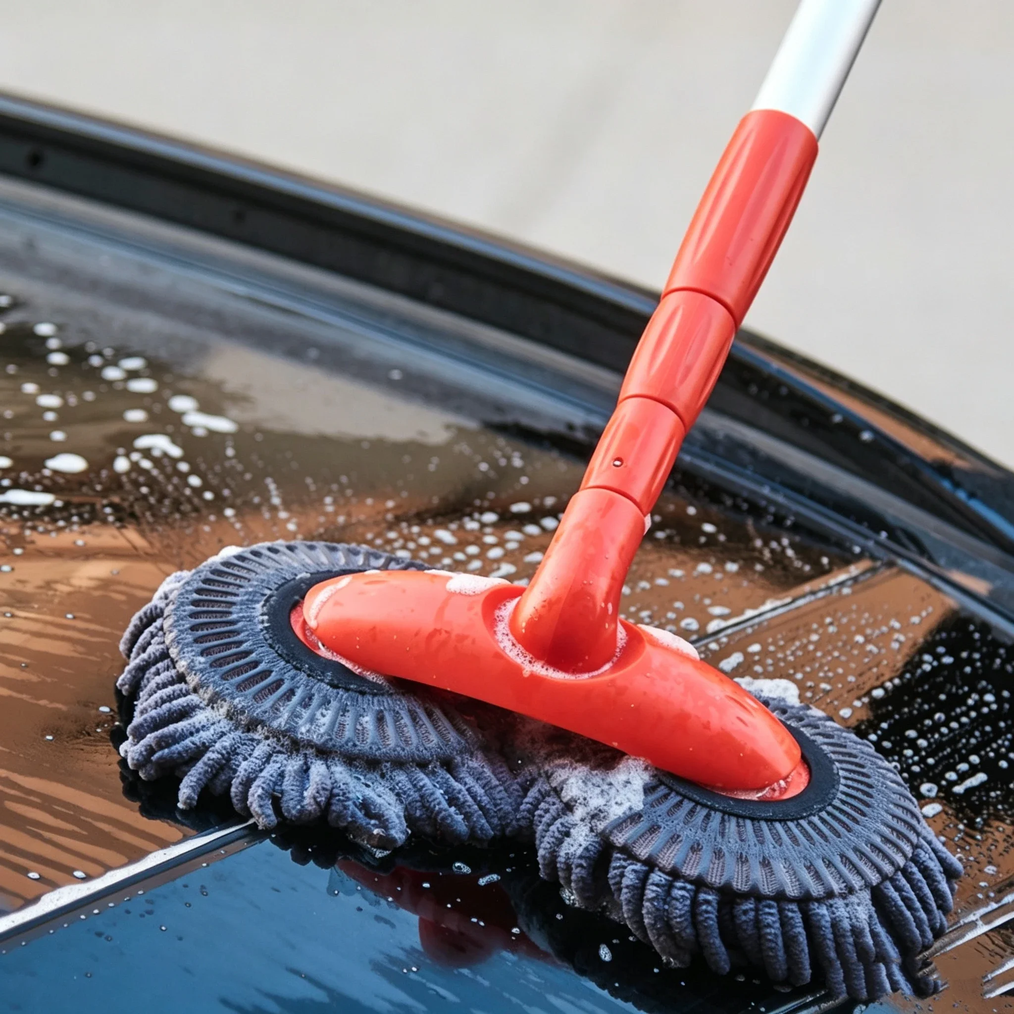 Double Head 360° Rotating Car Wash Mop Long Handle Chenille Car Cleaning Brush Scratch-Free Microfiber Cleaning Tool for SUV Tru