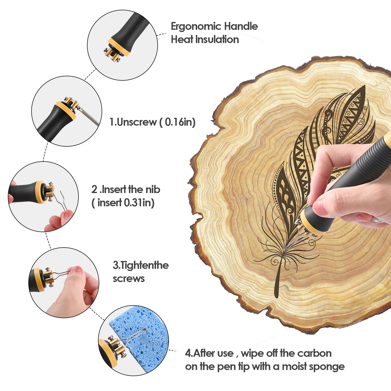 Pyrography Machine with Temperature Adjustment Pyrography Tool, Gourd Board, Heat Transfer Machine, Wood Burning Kit