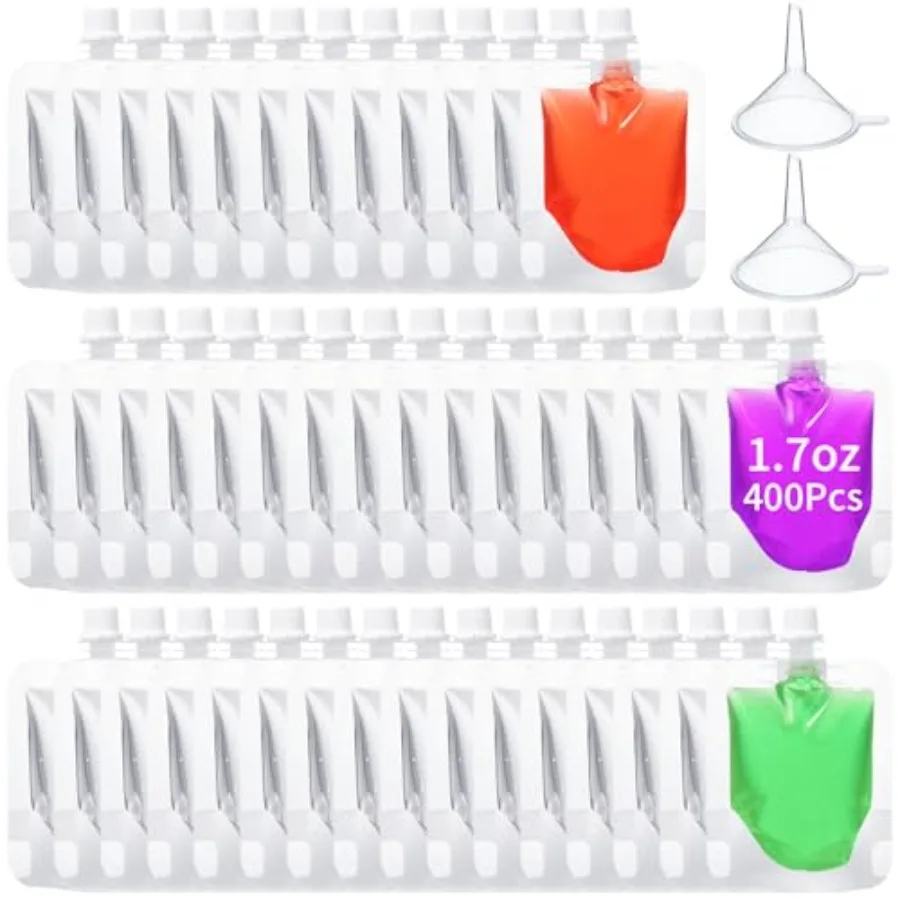 

Pcs Plastic Pouches Bulk Clear Juice Bags Squeeze Pouches Plastic Leak Proof Bags with Funnel for Party Favors