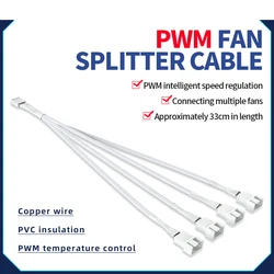 Motherboard 4-pin Adapter Cable Divide Into Four Extension Cord PWM 4pin Adapter Cable Extension Line Multi-fan Thermostat