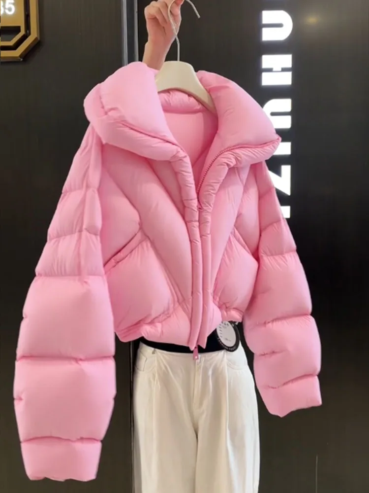 Puchowa różowa kurtka puchowa damska Jaet 2025 Winter New Sle Casual Fit z włókna poliestrowego, ocieplana odzież wierzchnia, płaszcz damski