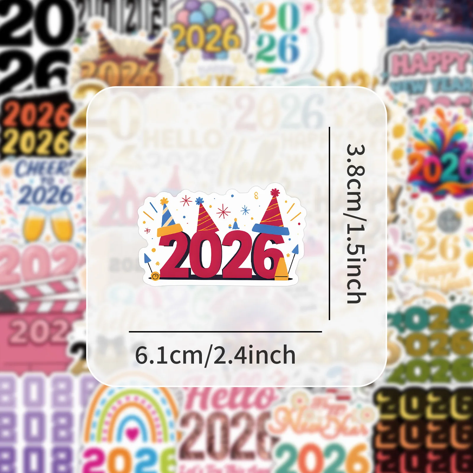 10/54 قطعة 2026 سنة جديدة سعيدة أرقام الإنجليزية رسائل الكرتون الكتابة على الجدران ملصقات الطرف الديكور مهرجان جراب هاتف الأمتعة #4