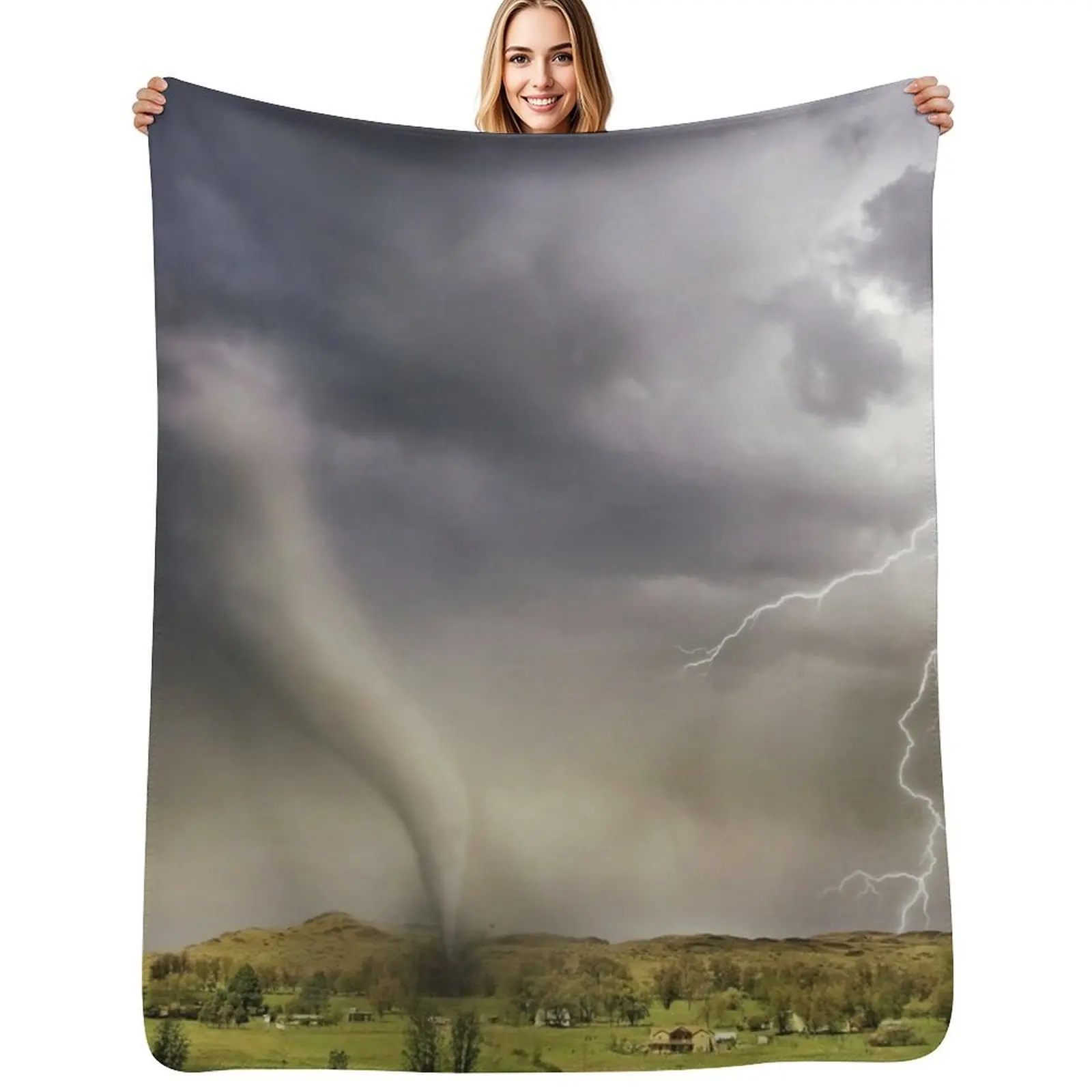 Tornado storm Throw Blanket Soft Comfort Blanket for Reading Watching TV
