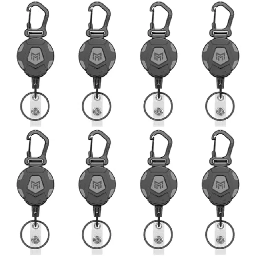 

8-Pack Retractable Keychain, Heavy Duty Carabiner Badge Holder, Tactical ID Badge Reel with 31.5" Steel Retractable Cord, 8.0 o