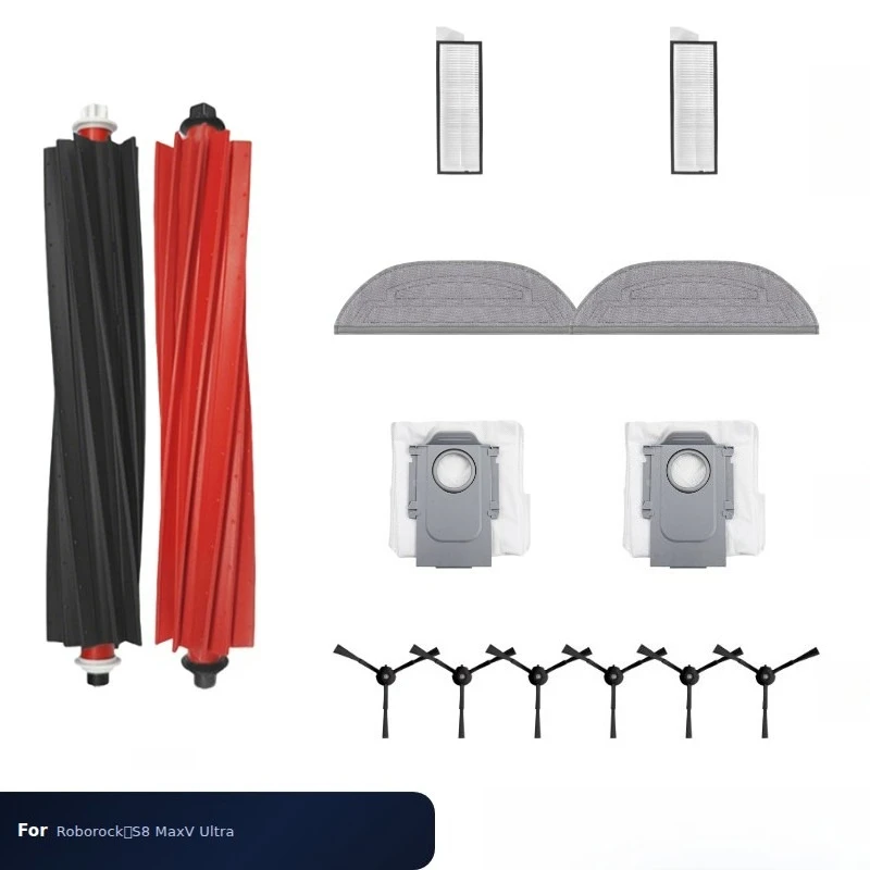 2 Filters, 2 Main Brushes, 2 Cloths, 2 Dust Bags, and 6 Side Brushes—Accessories For Roborock S8 Max Ultra Vacuum Cleaner