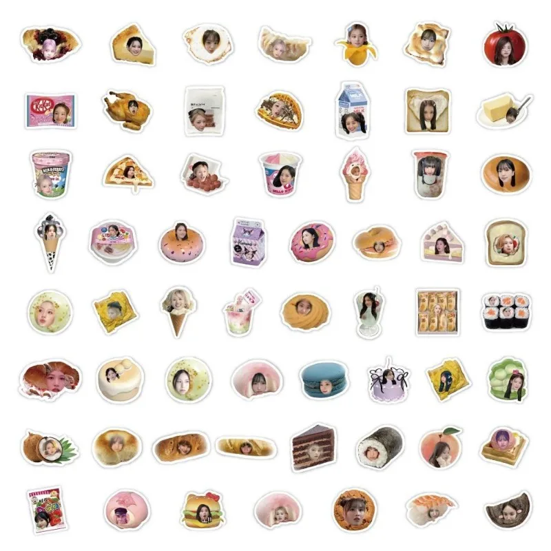 58pcs Foto\'s Kpop TWEEMAAL Combinatie Voedsel Avatar Stickers Leuke Waterdichte DIY Decoratie Randapparatuur Account Mobiele Telefoon Stickers