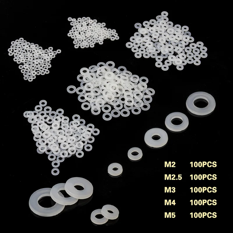 

10/100PCS White Nylon Plastic Flat Washer Plane Spacer Insulation Seals Gasket Ring M2 M2.5 M3 M4 M5 M6 M8 M10 M12 M14 M16 M18