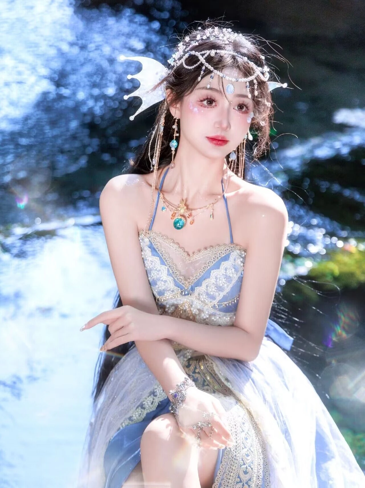 Mermaid Princess Theme Performance Clothes Beach Holiday Travel Photography Artistic Portrait Goddess Style Ethnic Stage Outfits view 5