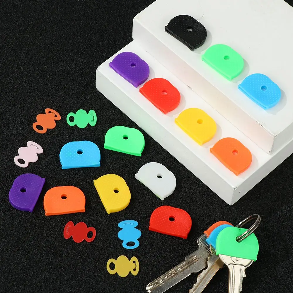 12/24/32pcs Multi Color Key Cap Covers Key Identifier Tags Soft Silicone Topper Key Holder Keyring Label Keys Organizer