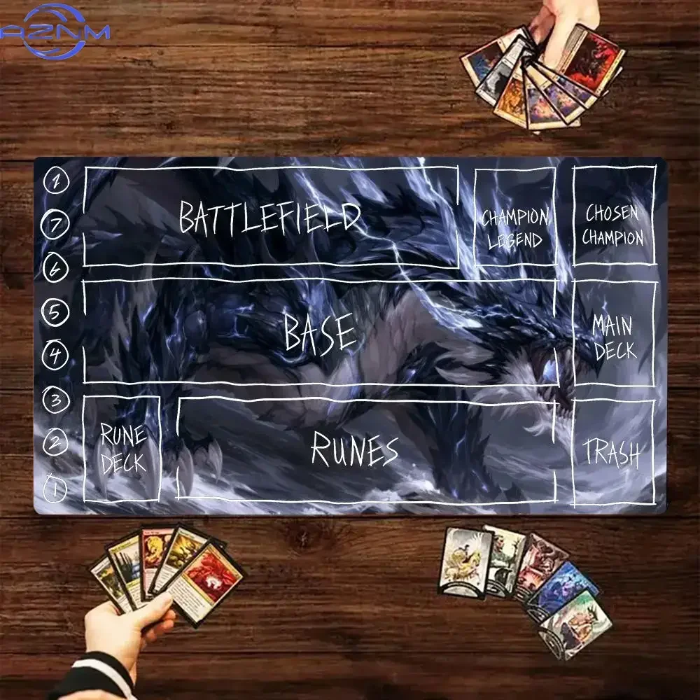 Lightning Dragon TCG Game Large Mousepad, Non-Slip Rubber Waterproof Extended Desk Mat, Zoned Battlefield Card Playmat Art Mouse
