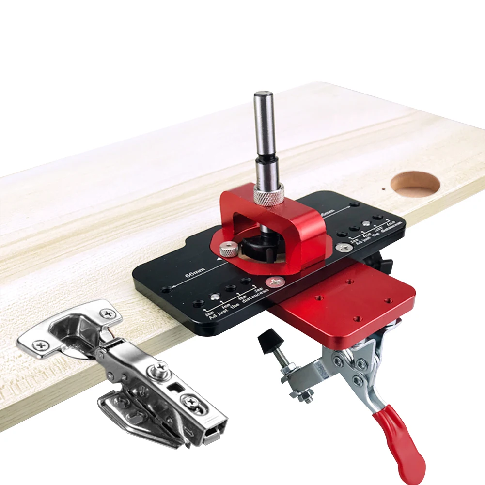 35mm Concealed Hinge Drilling Jig Hinge Boring Hole Drill Guide Locator Aluminum Alloy 35mm Hinge Boring Jig Puncher Template