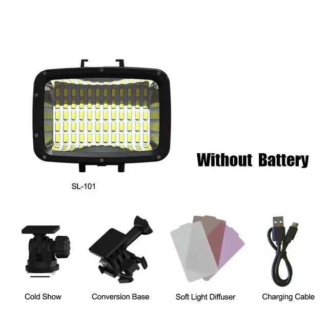 Ckhb-39D 1800LM 60 светодиодный водонепроницаемый фонарик заполняющий свет с 3-цветным диффузором подводная камера 40 м освещение для фотосъемки