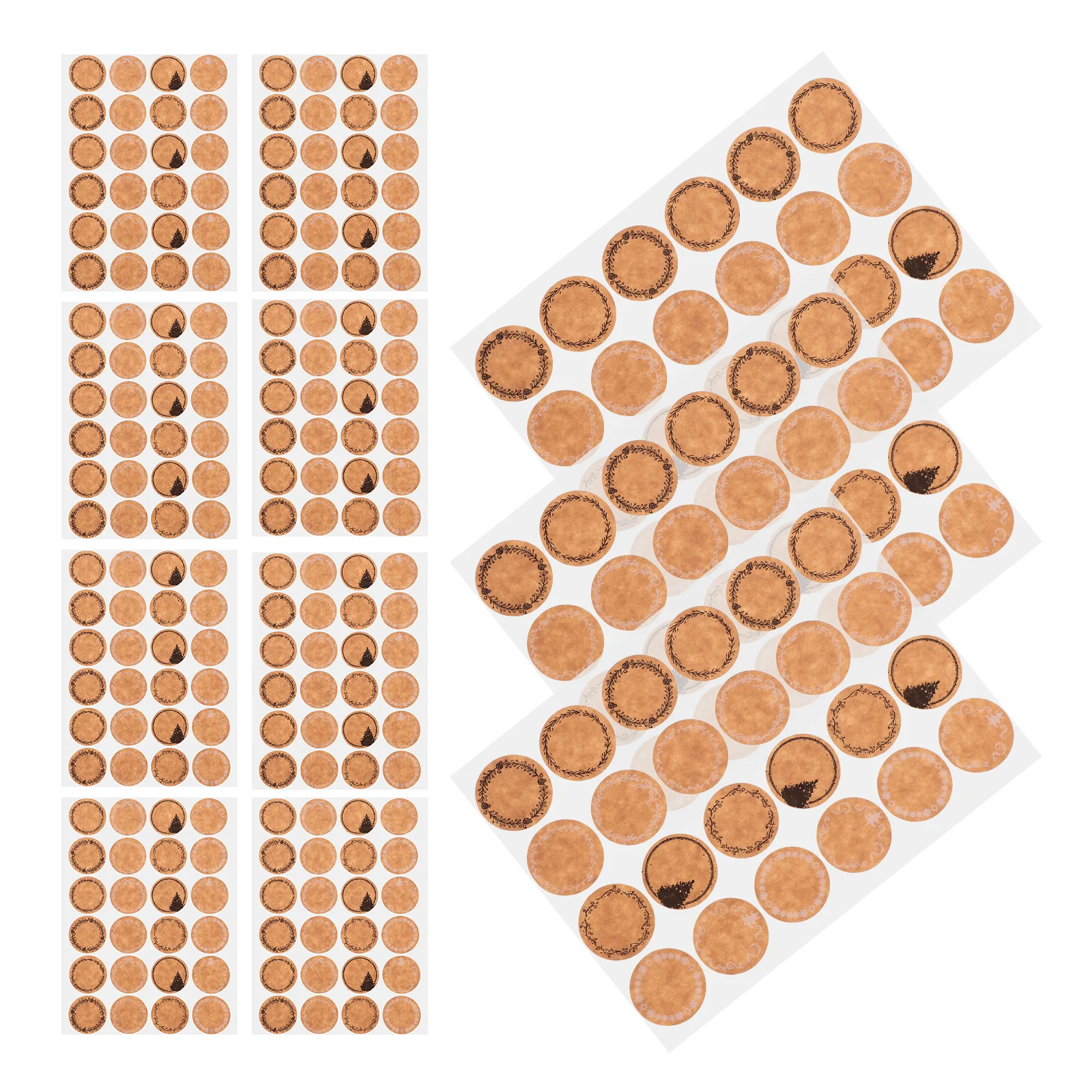 

600pcs Round Kraft Adhesive Stickers Decorative Labels Sealing Packaging Diy Crafts Envelope Wedding Birthday Party