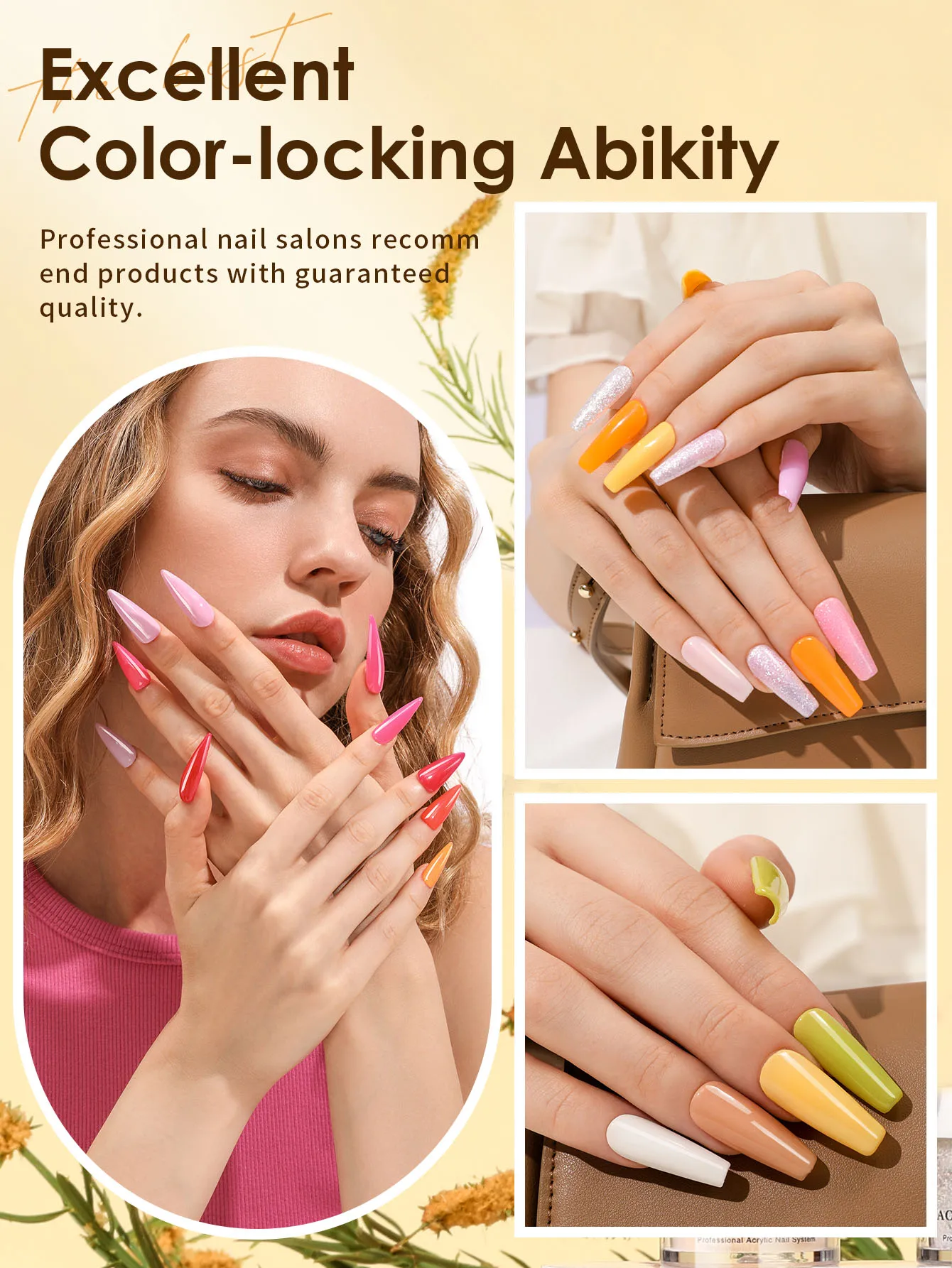 CHOSEOS – ensemble de poudre de cristal 36 couleurs, 10 G/0.35 Oz par bouteille, pour bricolage, Extension française, Sculpture d'ongles 3D, longue durée, sans ongles