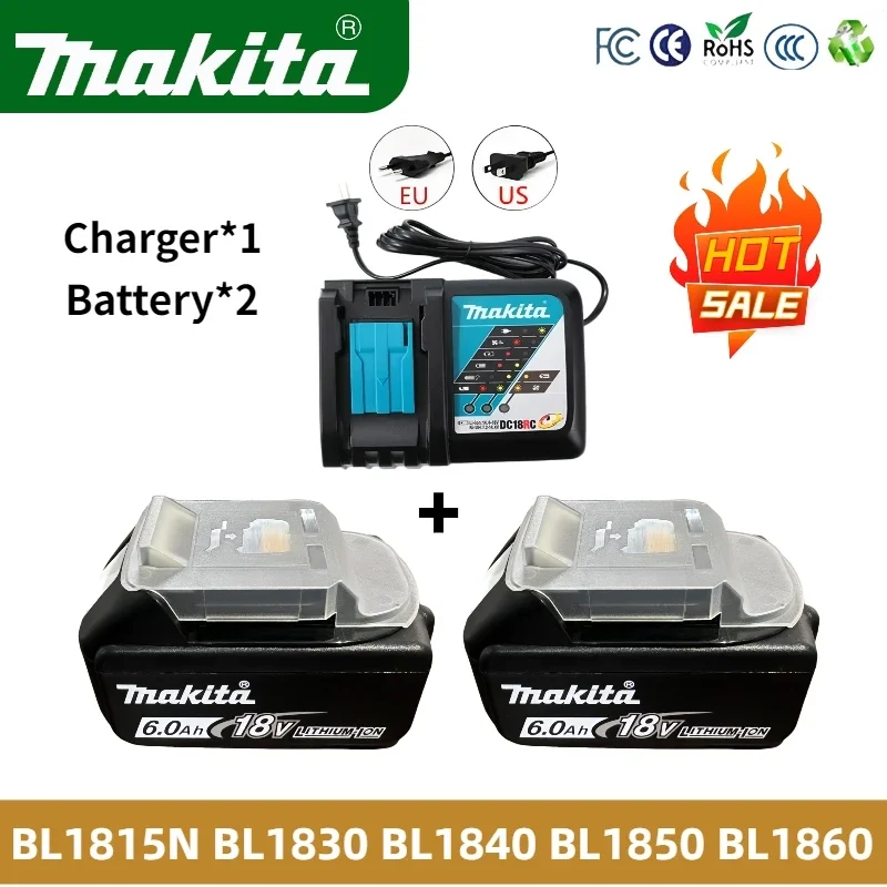 

Оригинальный аккумулятор Makita 18 В, 6,0 Ач, зарядное устройство 3 А со светодиодной литий-ионной подсветкой ⚡ Аккумулятор Makita 6,0 Ач 18 В LXT BL1860B BL1860BL1850 BL1830