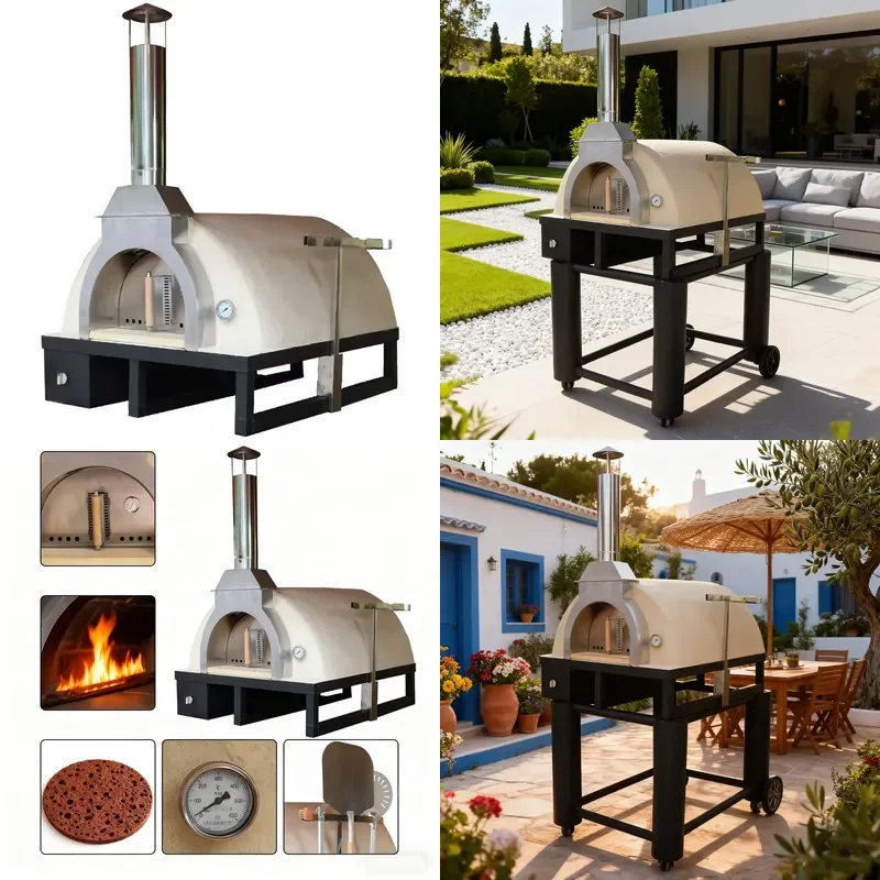 Outdoor Kitchen Villa Multi-Fuel Stainless Steel Oven Wood Gas Pizza Oven Suitable