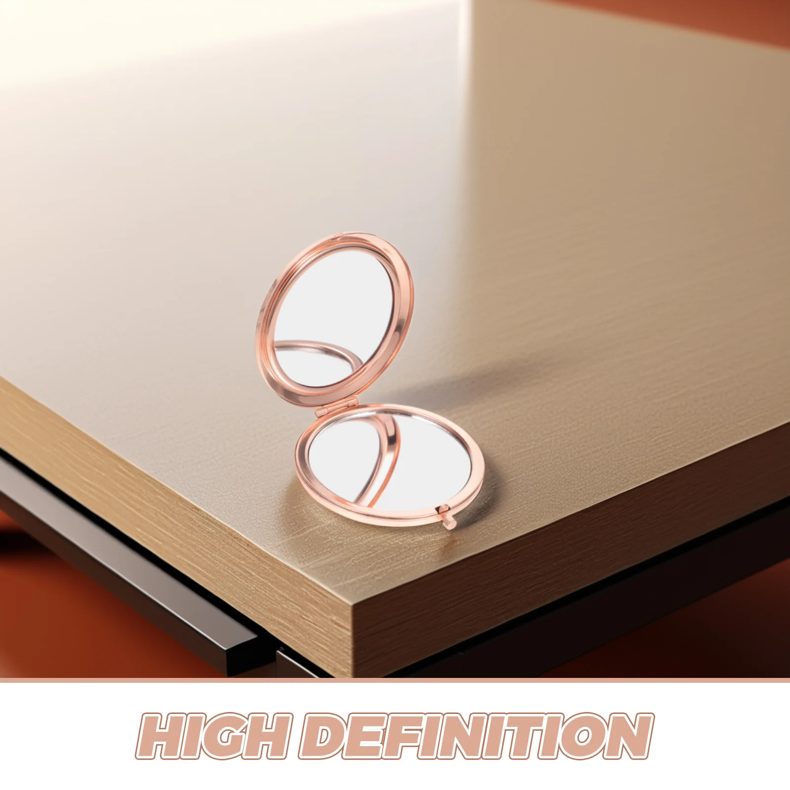 مرآة مكياج صغيرة محمولة باللون الذهبي الوردي قابلة للطي، مرآة صغيرة الحجم من حجر الراين، حجم السفر، محمولة للمرايا الشخصية للمحفظة #6