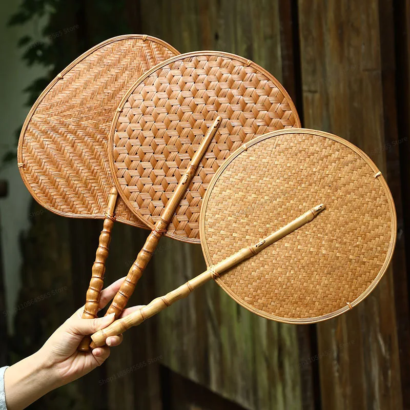 For Handmade Arhat Bamboo Braided Fan Vintage Household Summer Cooling Group  Lacquered Vintage