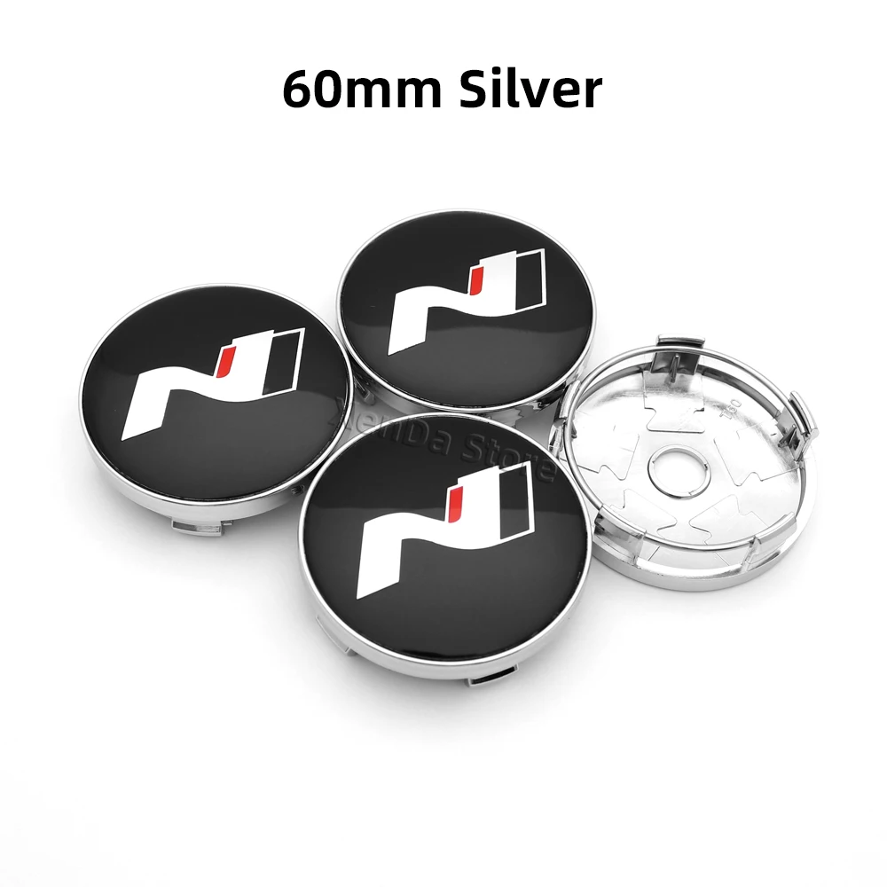 4Pcs N Linie Auto Rad Center Hub Cap Abdeckung Emblem Aufkleber 60mm für Hyundai Sonata Tucson Azera Elantra veloster Kona Zubehör