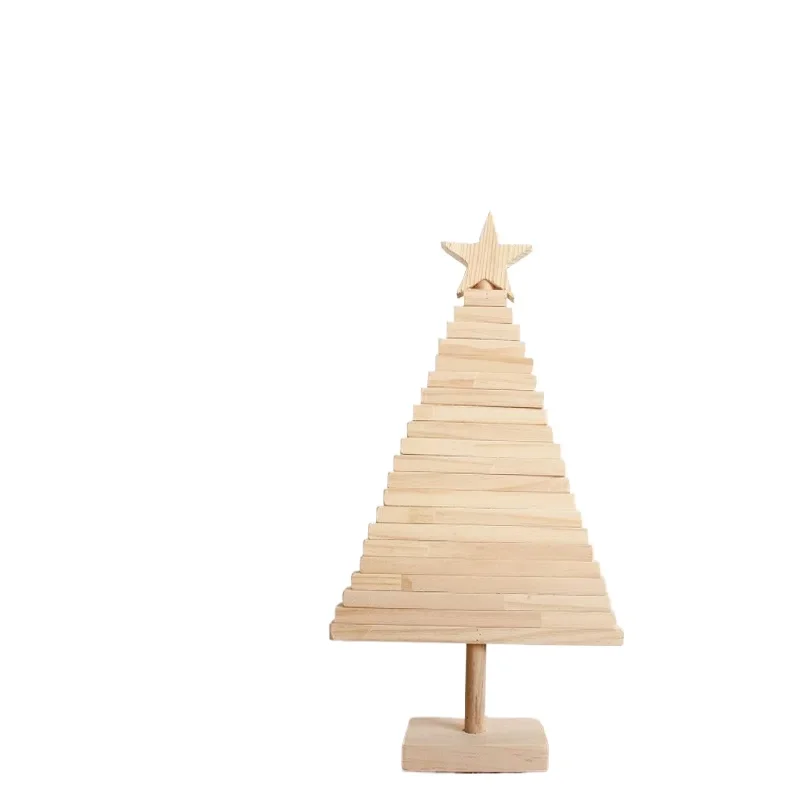 Handmade wooden luminous rotatable Christmas tree decoration gift