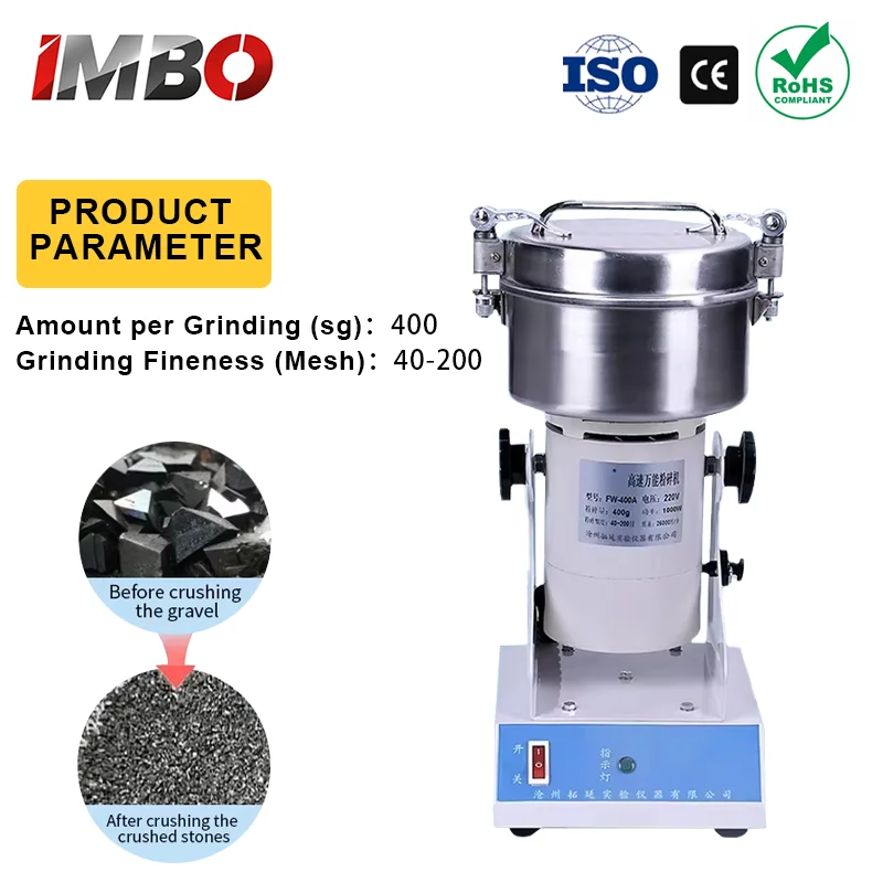 Laboratory Universal Smashing Machine Electric Grain Mill Stainless Steel Blade High Speed Crusher for Herb Plant Soil Mineral