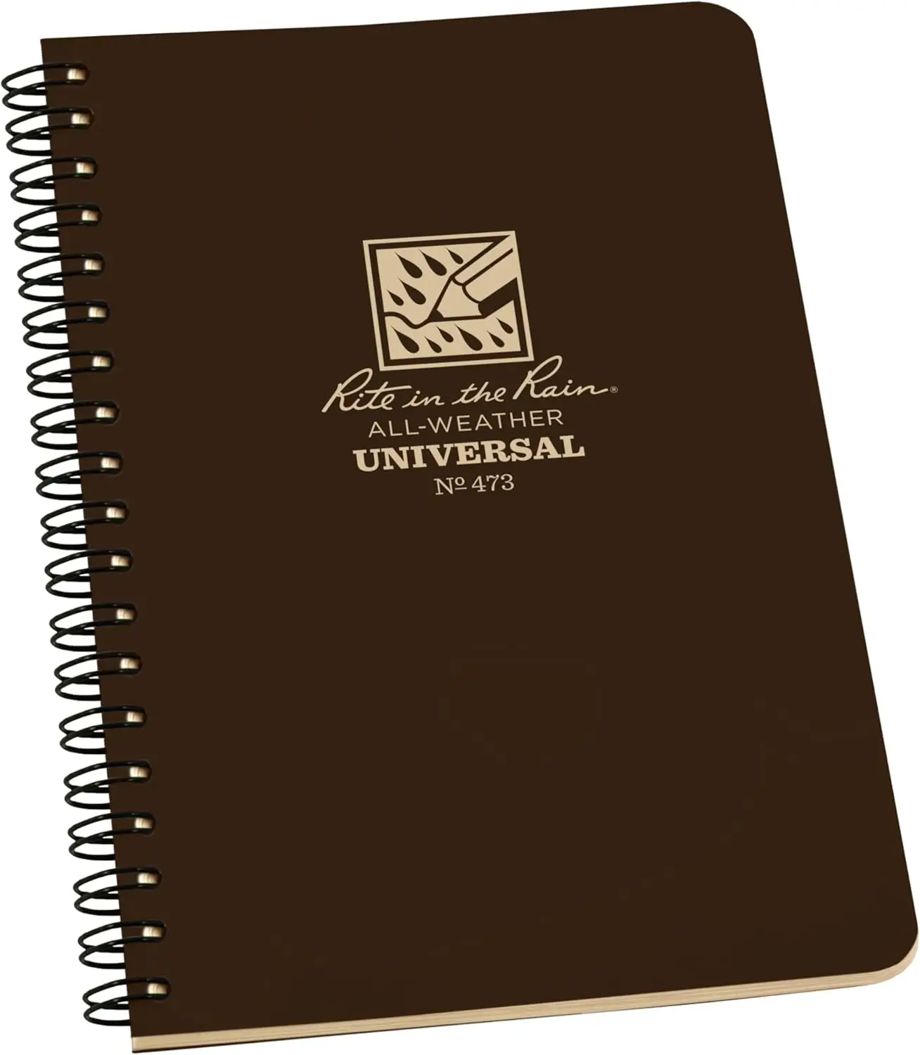 

Weatherproof Side Spiral Notebook, 4.625" x 7", Brown Notepad, Universal Page Pattern, 64 Pages