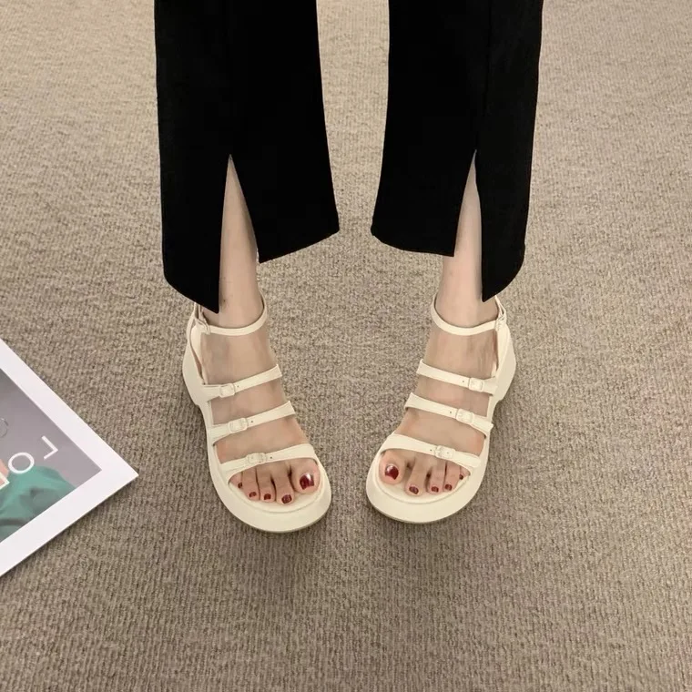 

Women's Shoes Sandals 2022 Summer New Fashion Open Toe Thick Bottom Strap Buckle Casual Shoes sandals for women 2022 women shoes