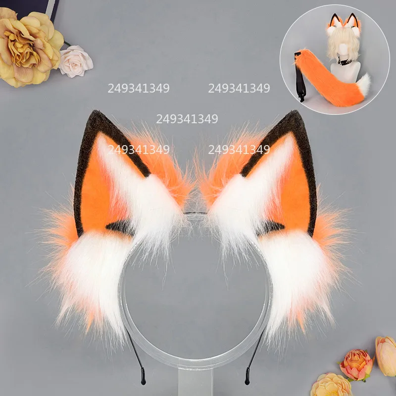 Halloween oreilles de renard bandeau de cheveux Cosplay ensemble femme détachable en peluche queue de renard bande dessinée-con scène habiller Costume fête Costume accessoires