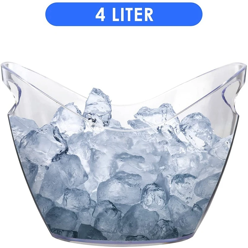 Ice Bucket Wine Bucket, 4 Liter Plastic Tub For Drinks And Parties, Perfect For Wine, Champagne, Mimosa Cocktail Bar