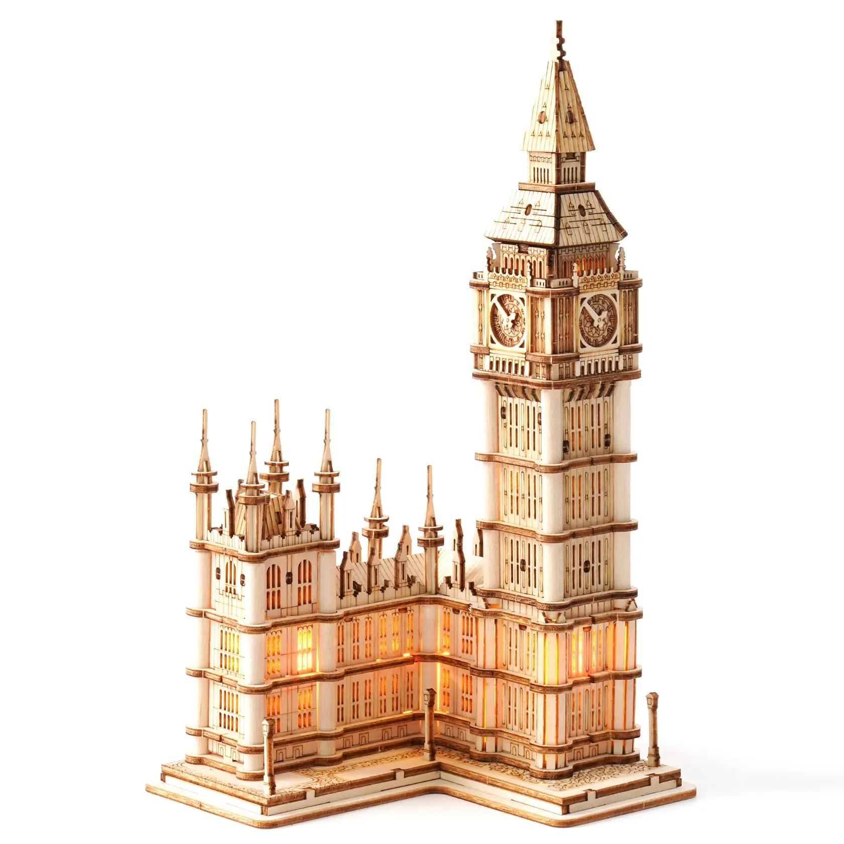 Robotime Rolife DIY 3D Tower Bridge Big Ben Famous Building Wooden Puzzle Game Easy Assembly Toy Gift for Children Teen Adult