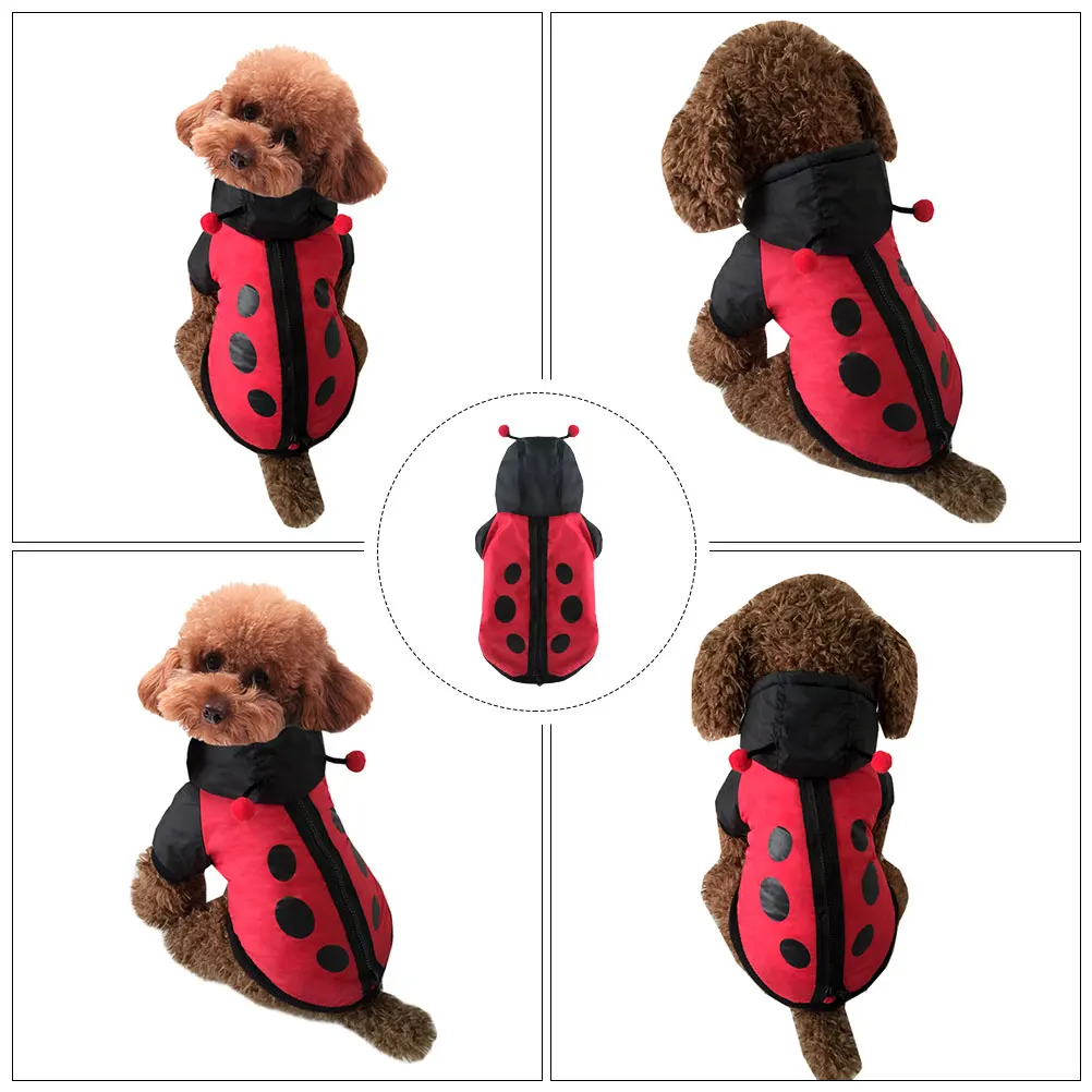 

Ladybug Dog Cotton Coat Costumes Princess Pet Funny Dress up Animal Kitten Clothes Polyester Outfit Cute Child Party Hat for